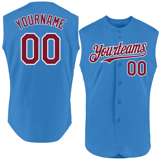 Custom Powder Blue Crimson-White Authentic Sleeveless rugby Jersey Custom Powder Blue Crimson-White Authentic Sleeveless rugby Jersey
