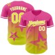 Custom Pink Neon Yellow-White 3D Pattern Design Gradient Style Twinkle Star Authentic rugby Jersey Custom Pink Neon Yellow-White 3D Pattern Design Gradient Style Twinkle Star Authentic rugby Jersey