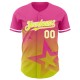 Custom Pink Neon Yellow-White 3D Pattern Design Gradient Style Twinkle Star Authentic rugby Jersey Custom Pink Neon Yellow-White 3D Pattern Design Gradient Style Twinkle Star Authentic rugby Jersey