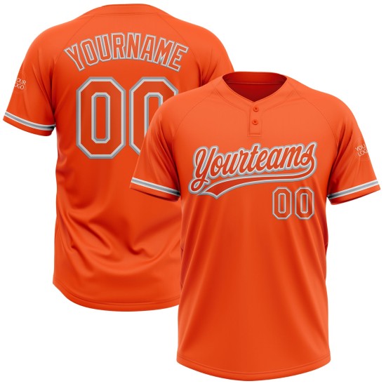 Custom Orange White-Gray Two-Button Unisex Jersey Custom Orange White-Gray Two-Button Unisex Jersey