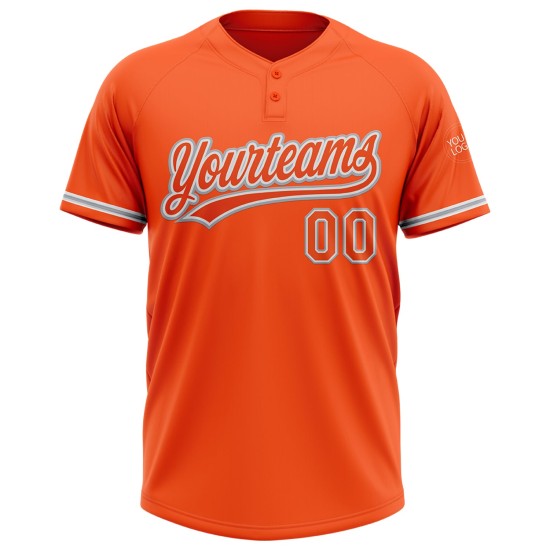Custom Orange White-Gray Two-Button Unisex Jersey Custom Orange White-Gray Two-Button Unisex Jersey