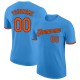 Custom Powder Blue Orange-Black Performance T-Shirt Custom Powder Blue Orange-Black Performance T-Shirt