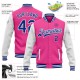 Custom Pink Royal-White Bomber Full-Snap Varsity Letterman Two Tone Jacket Custom Pink Royal-White Bomber Full-Snap Varsity Letterman Two Tone Jacket