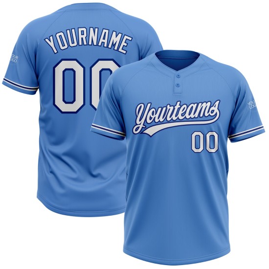 Custom Powder Blue White-Royal Two-Button Unisex Jersey Custom Powder Blue White-Royal Two-Button Unisex Jersey
