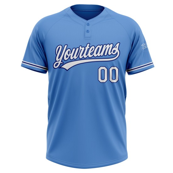 Custom Powder Blue White-Royal Two-Button Unisex Jersey Custom Powder Blue White-Royal Two-Button Unisex Jersey