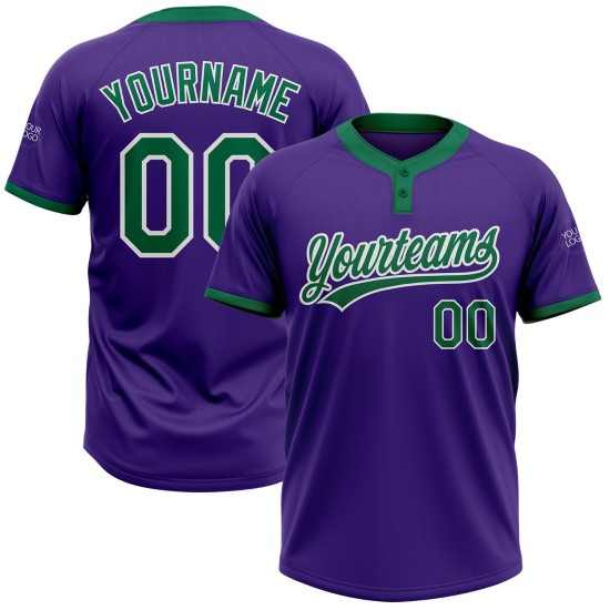 Custom Purple Kelly Green-White Two-Button Unisex Jersey Custom Purple Kelly Green-White Two-Button Unisex Jersey