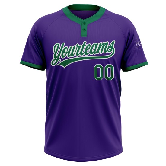 Custom Purple Kelly Green-White Two-Button Unisex Jersey Custom Purple Kelly Green-White Two-Button Unisex Jersey