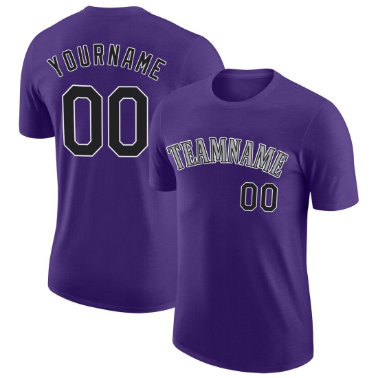 Custom Purple Black-Gray Performance T-Shirt Custom Purple Black-Gray Performance T-Shirt
