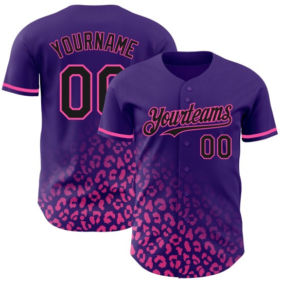 Custom Purple Black-Pink 3D Pattern Design Leopard Print Fade Fashion Authentic rugby Jersey Custom Purple Black-Pink 3D Pattern Design Leopard Print Fade Fashion Authentic rugby Jersey