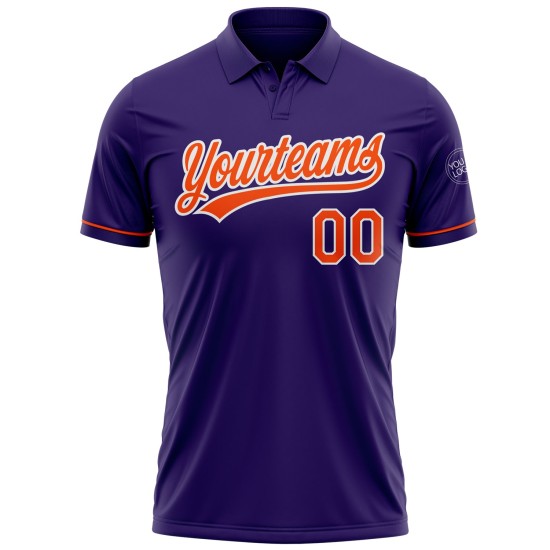 Custom Purple Orange-White Performance Vapor Golf Polo Shirt Custom Purple Orange-White Performance Vapor Golf Polo Shirt