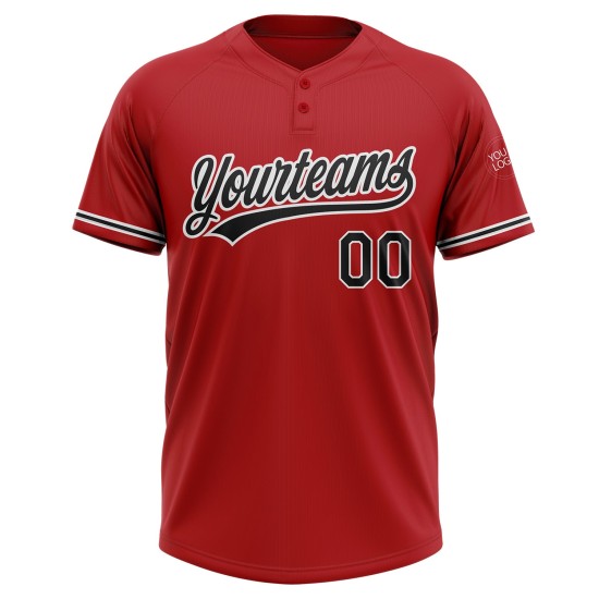 Custom Red Black-White Two-Button Unisex Jersey Custom Red Black-White Two-Button Unisex Jersey