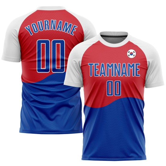 Custom Red Royal-White Sublimation South Korean Flag Uniform Jersey Custom Red Royal-White Sublimation South Korean Flag Uniform Jersey