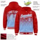 Custom Red Light Blue-White Gradient Square Shape 3D Pattern Design Bomber Full-Snap Varsity Letterman Hoodie Jacket Custom Red Light Blue-White Gradient Square Shape 3D Pattern Design Bomber Full-Snap Varsity Letterman Hoodie Jacket