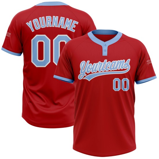 Custom Red Light Blue-White Two-Button Unisex Jersey Custom Red Light Blue-White Two-Button Unisex Jersey