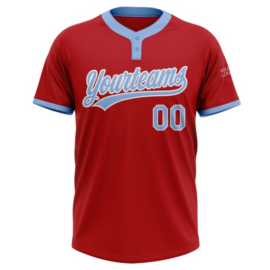 Custom Red Light Blue-White Two-Button Unisex Jersey Custom Red Light Blue-White Two-Button Unisex Jersey