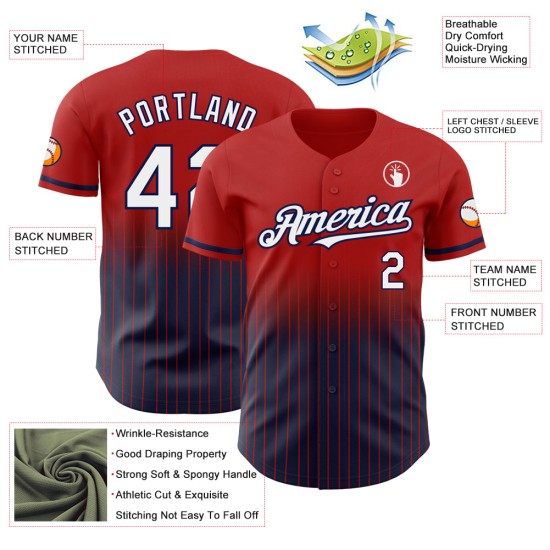 Custom Red Pinstripe White-Navy Authentic Fade Fashion rugby Jersey Custom Red Pinstripe White-Navy Authentic Fade Fashion rugby Jersey
