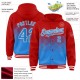Custom Red Powder Blue-White Gradient Square Shape 3D Pattern Design Bomber Full-Snap Varsity Letterman Hoodie Jacket Custom Red Powder Blue-White Gradient Square Shape 3D Pattern Design Bomber Full-Snap Varsity Letterman Hoodie Jacket