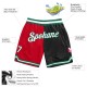 Custom Red White-Black Authentic Throwback Split Fashion Shorts Custom Red White-Black Authentic Throwback Split Fashion Shorts