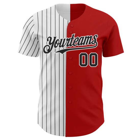 Custom Red White-Black Pinstripe Authentic Split Fashion rugby Jersey Custom Red White-Black Pinstripe Authentic Split Fashion rugby Jersey