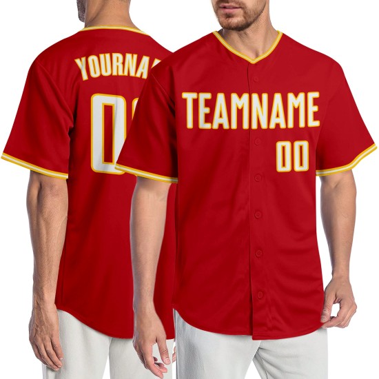 Custom Red White-Gold Authentic rugby Jersey Custom Red White-Gold Authentic rugby Jersey