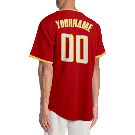 Custom Red White-Gold Authentic rugby Jersey Custom Red White-Gold Authentic rugby Jersey