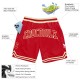 Custom Red Red-Cream Authentic Throwback Shorts Custom Red Red-Cream Authentic Throwback Shorts