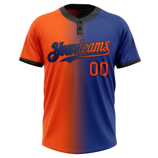 Custom Royal Orange-Black Gradient Fashion Two-Button Unisex Jersey Custom Royal Orange-Black Gradient Fashion Two-Button Unisex Jersey