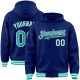 Custom Royal Aqua-White Bomber Full-Snap Varsity Letterman Hoodie Jacket Custom Royal Aqua-White Bomber Full-Snap Varsity Letterman Hoodie Jacket