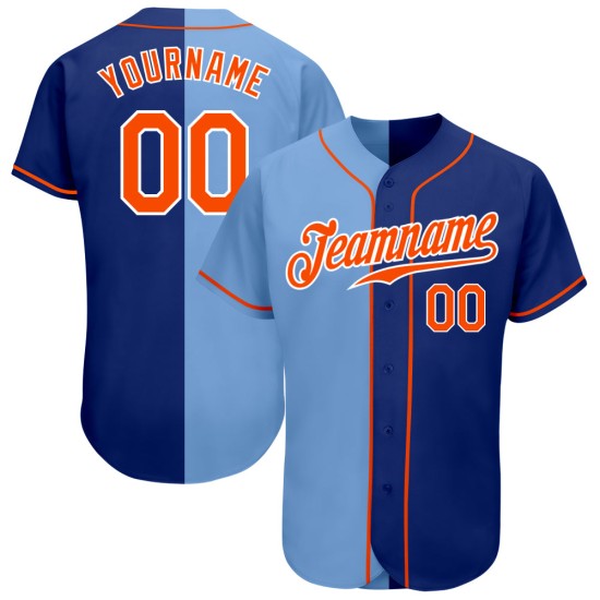 Custom Royal Orange-Light Blue Authentic Split Fashion rugby Jersey Custom Royal Orange-Light Blue Authentic Split Fashion rugby Jersey