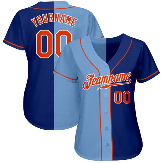 Custom Royal Orange-Light Blue Authentic Split Fashion rugby Jersey Custom Royal Orange-Light Blue Authentic Split Fashion rugby Jersey