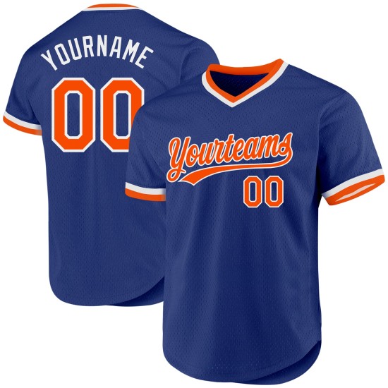 Custom Royal Orange-White Authentic Throwback rugby Jersey Custom Royal Orange-White Authentic Throwback rugby Jersey