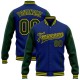 Custom Royal Green-Gold Bomber Full-Snap Varsity Letterman Two Tone Jacket Custom Royal Green-Gold Bomber Full-Snap Varsity Letterman Two Tone Jacket
