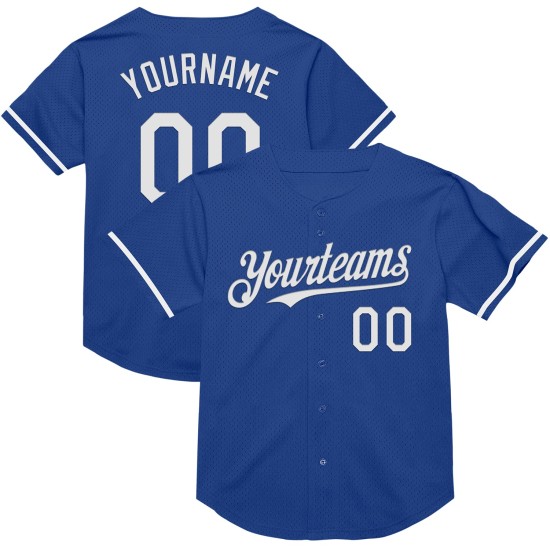 Custom Royal White Mesh Authentic Throwback rugby Jersey Custom Royal White Mesh Authentic Throwback rugby Jersey