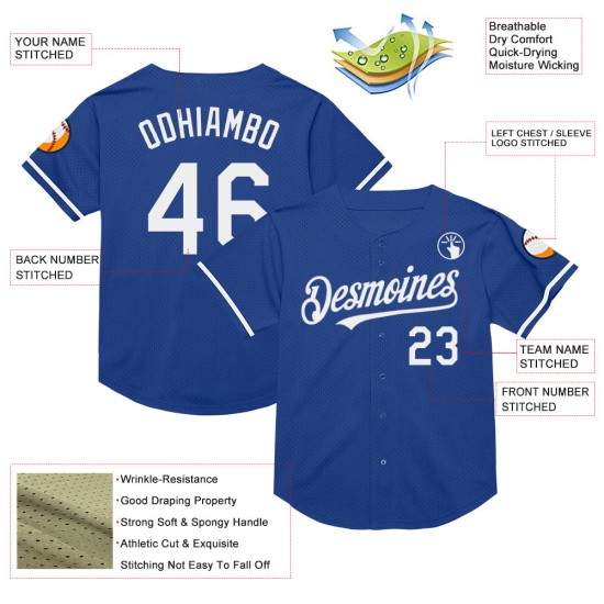 Custom Royal White Mesh Authentic Throwback rugby Jersey Custom Royal White Mesh Authentic Throwback rugby Jersey