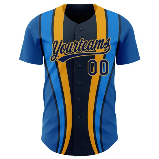 Custom Royal Navy-Old Gold 3D Pattern Design Side Stripes Authentic rugby Jersey Custom Royal Navy-Old Gold 3D Pattern Design Side Stripes Authentic rugby Jersey