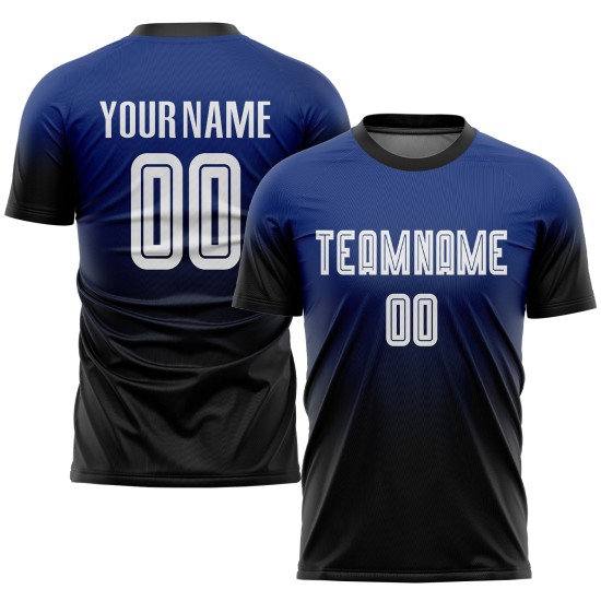 Custom Royal White-Black Sublimation Fade Fashion Uniform Jersey Custom Royal White-Black Sublimation Fade Fashion Uniform Jersey