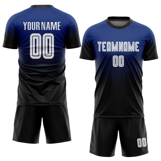 Custom Royal White-Black Sublimation Fade Fashion Uniform Jersey Custom Royal White-Black Sublimation Fade Fashion Uniform Jersey