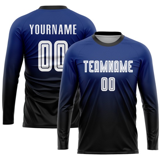 Custom Royal White-Black Sublimation Fade Fashion Uniform Jersey Custom Royal White-Black Sublimation Fade Fashion Uniform Jersey