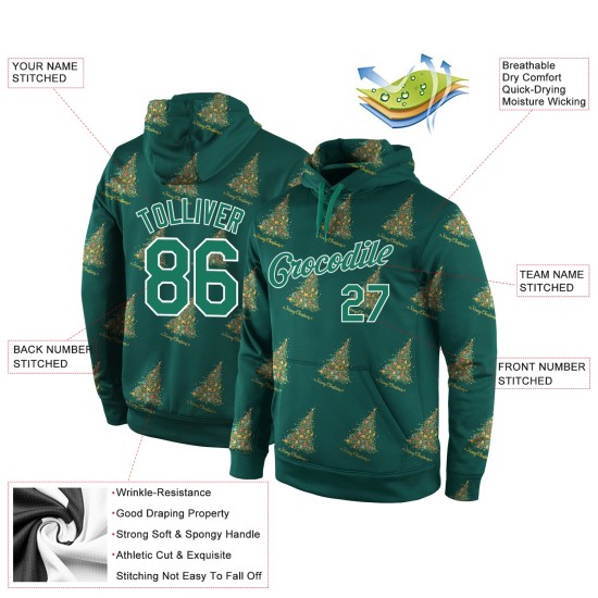 Custom Stitched Kelly Green Kelly Green-White Christmas 3D Sports Pullover Sweatshirt Hoodie Custom Stitched Kelly Green Kelly Green-White Christmas 3D Sports Pullover Sweatshirt Hoodie