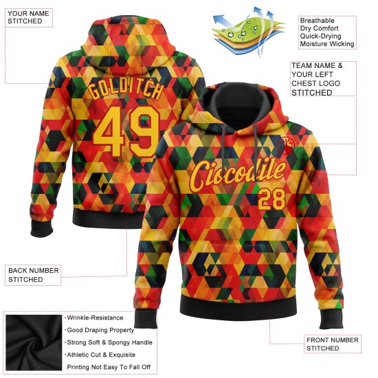Custom Stitched Black Yellow-Red 3D Pattern Design Black History Month Sports Pullover Sweatshirt Hoodie Custom Stitched Black Yellow-Red 3D Pattern Design Black History Month Sports Pullover Sweatshirt Hoodie