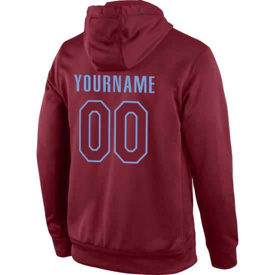 Custom Stitched Burgundy Burgundy-Light Blue Sports Pullover Sweatshirt Hoodie Custom Stitched Burgundy Burgundy-Light Blue Sports Pullover Sweatshirt Hoodie