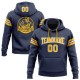 Custom Stitched Navy Gold-White Football Pullover Sweatshirt Hoodie Custom Stitched Navy Gold-White Football Pullover Sweatshirt Hoodie