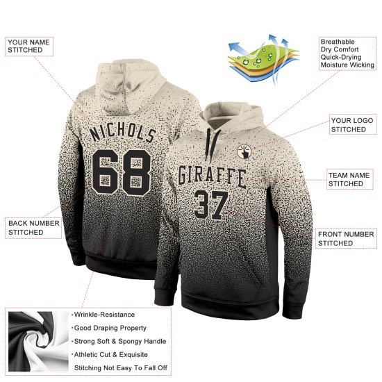 Custom Stitched Cream Black Fade Fashion Sports Pullover Sweatshirt Hoodie Custom Stitched Cream Black Fade Fashion Sports Pullover Sweatshirt Hoodie