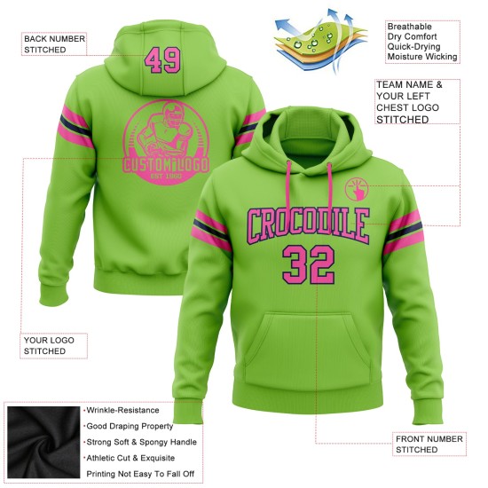 Custom Stitched Neon Green Pink-Navy Football Pullover Sweatshirt Hoodie Custom Stitched Neon Green Pink-Navy Football Pullover Sweatshirt Hoodie