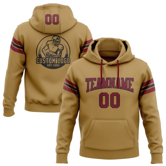Custom Stitched Old Gold Crimson-Black Football Pullover Sweatshirt Hoodie Custom Stitched Old Gold Crimson-Black Football Pullover Sweatshirt Hoodie