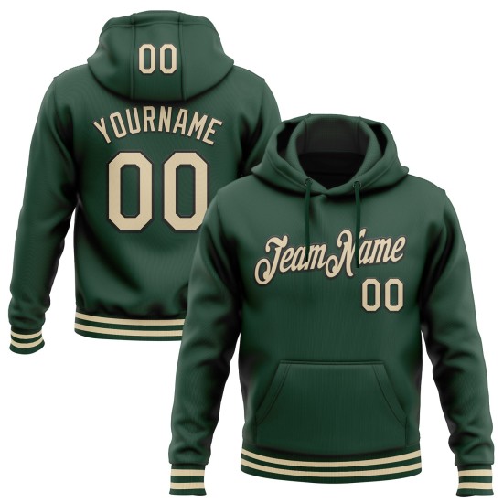 Custom Stitched Green Cream-Black Sports Pullover Sweatshirt Hoodie Custom Stitched Green Cream-Black Sports Pullover Sweatshirt Hoodie