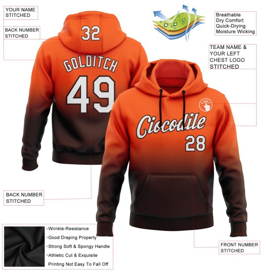 Custom Stitched Orange White-Brown Fade Fashion Sports Pullover Sweatshirt Hoodie Custom Stitched Orange White-Brown Fade Fashion Sports Pullover Sweatshirt Hoodie