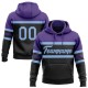 Custom Stitched Black Light Blue-Purple Line Sports Pullover Sweatshirt Hoodie Custom Stitched Black Light Blue-Purple Line Sports Pullover Sweatshirt Hoodie