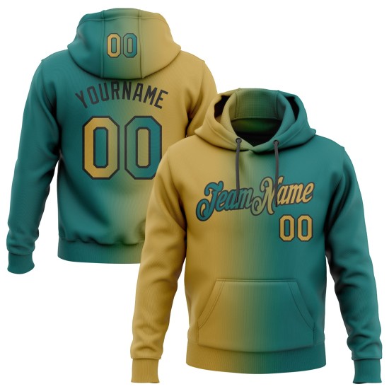Custom Stitched Teal Old Gold-Black Gradient Fashion Sports Pullover Sweatshirt Hoodie Custom Stitched Teal Old Gold-Black Gradient Fashion Sports Pullover Sweatshirt Hoodie