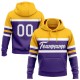 Custom Stitched Purple White-Gold Line Sports Pullover Sweatshirt Hoodie Custom Stitched Purple White-Gold Line Sports Pullover Sweatshirt Hoodie
